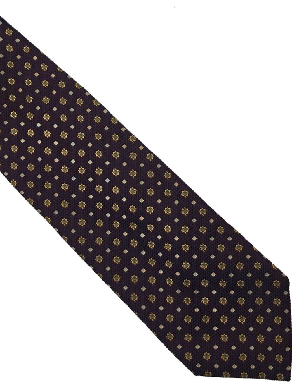 Ermenegildo Zegna Red-Purple Gold Geometric Foulard Silk Tie Necktie 3.75 x 60